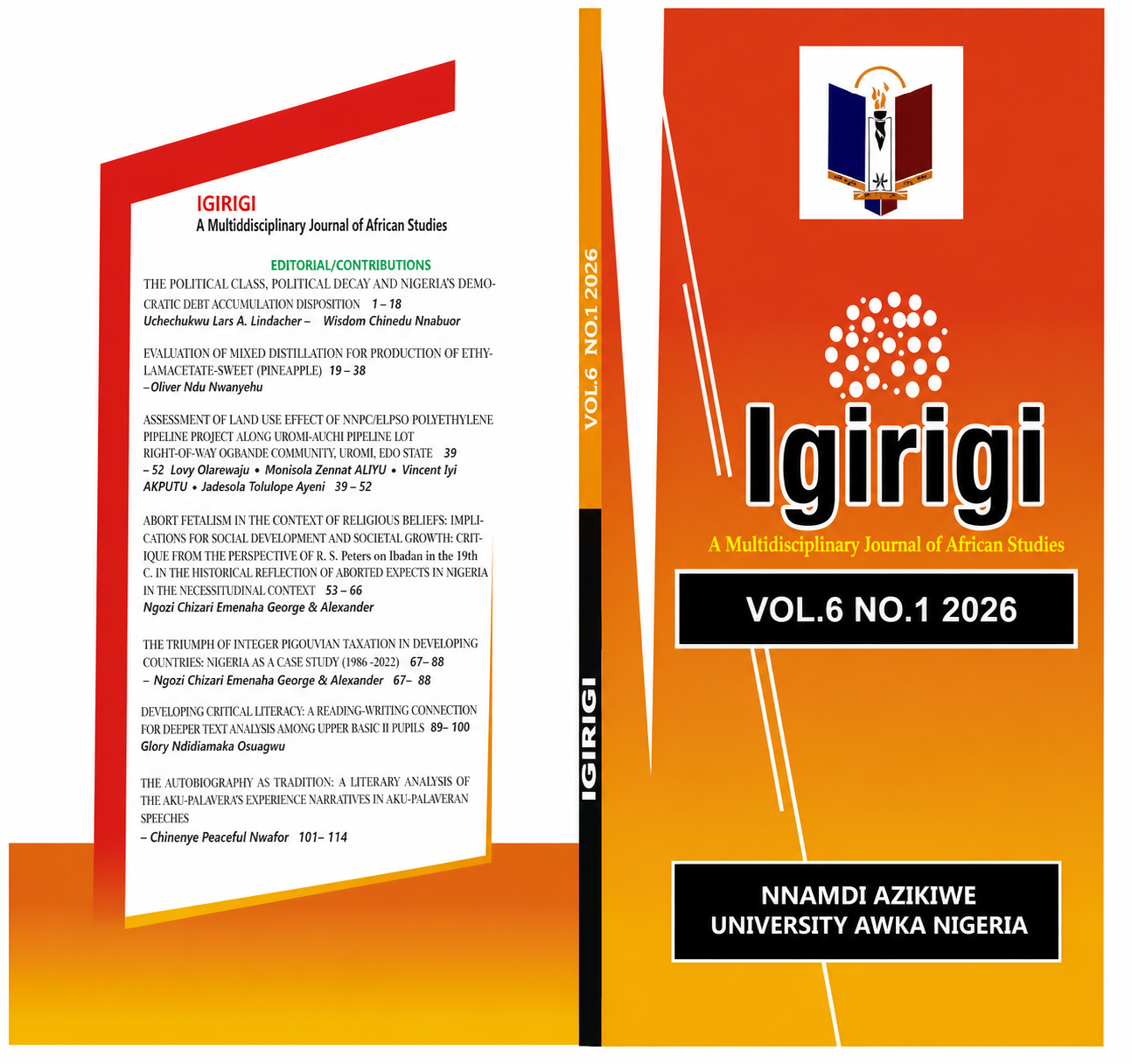 					View Vol. 6 No. 1 (2026): IGIRIGI: A Multi-Disciplinary Journal of African Studies Vol. 6 No. 1 2026 
				