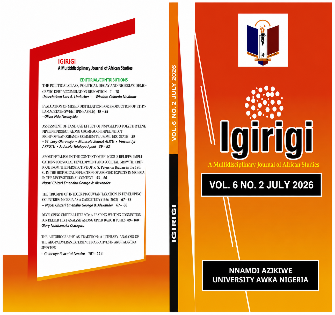 					View Vol. 6 No. 2 (2026): A Multi-Disciplinary Journal of African Studies Vol. 6 No. 2, July 2026
				